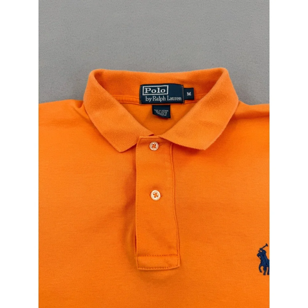 Polo Ralph Lauren Mens M Short Sleeve Pique Cotton Polo Orange Casual Preppy Ivy
